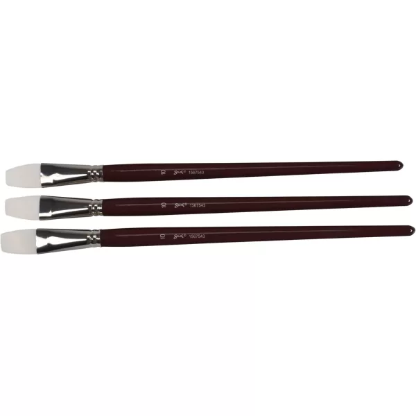 imageSax Optimium White Taklon Brushes Flat Type Long Handle Size 10 Pack of 3