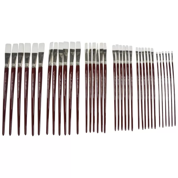 imageSax Optimum White Synthetic Taklon Paint Brushes Assorted Sizes Red Set of 72