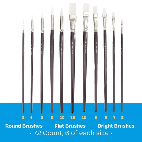 imageSax Optimum White Synthetic Taklon Paint Brushes Assorted Sizes Red Set of 72