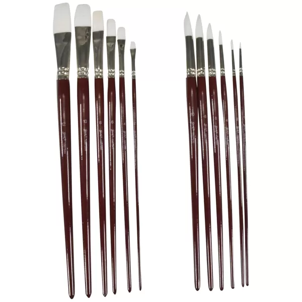 imageSax Optimum White Synthetic Taklon Paint Brushes Assorted Sizes Red Set of 72