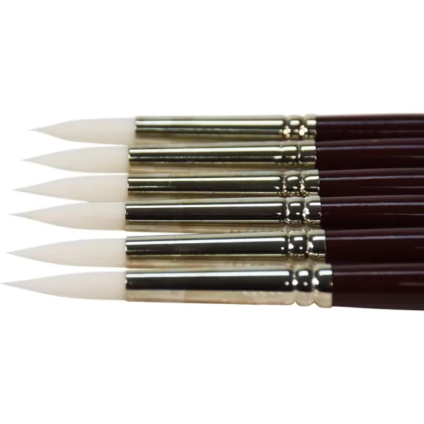 imageSax Optimum White Synthetic Taklon Paint Brushes Short Round Size 10 Set of 6