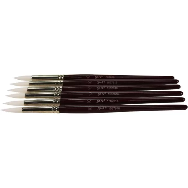 imageSax Optimum White Synthetic Taklon Paint Brushes Short Round Size 10 Set of 6