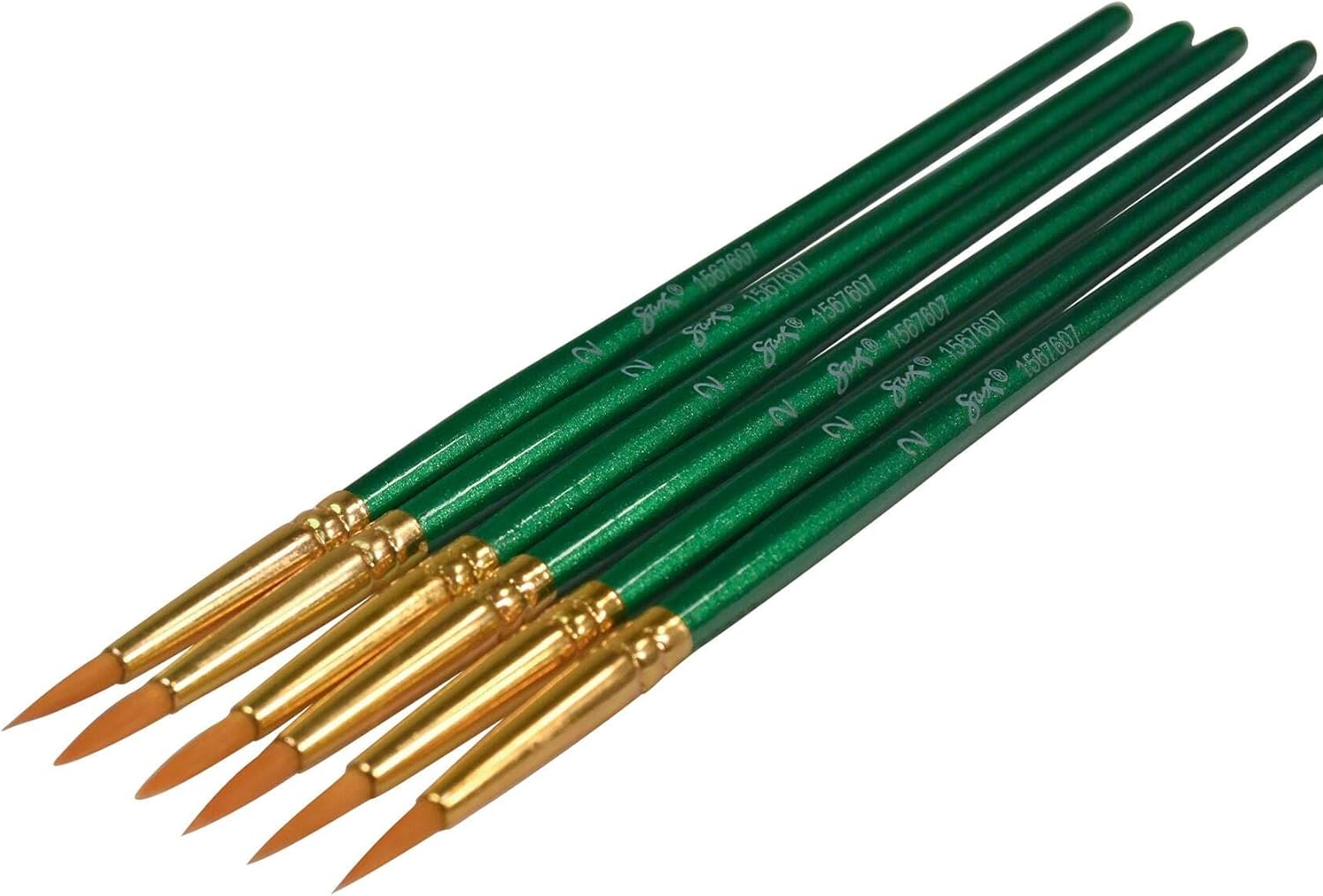 imageSax Optimium Golden Taklon Brushes Round Type Short Handle Size 2 Pack of 6