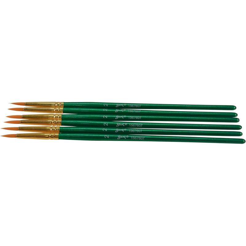 imageSax Optimium Golden Taklon Brushes Round Type Short Handle Size 2 Pack of 6