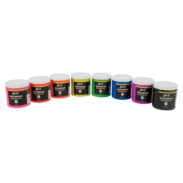 imageSax 457451 Versablock WaterBased Fluorescent Block Printing Ink 8 Ounces Assorted Colors Set of 8