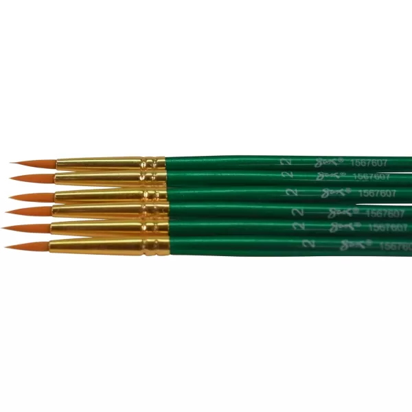 imageSax Optimium Golden Taklon Brushes Round Type Short Handle Size 2 Pack of 6