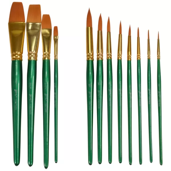 imageSax Optimum Golden Synthetic Taklon Paint Brushes Assorted Sizes Set of 72  404637