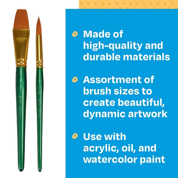 imageSax Optimum Golden Synthetic Taklon Paint Brushes Assorted Sizes Set of 72  404637