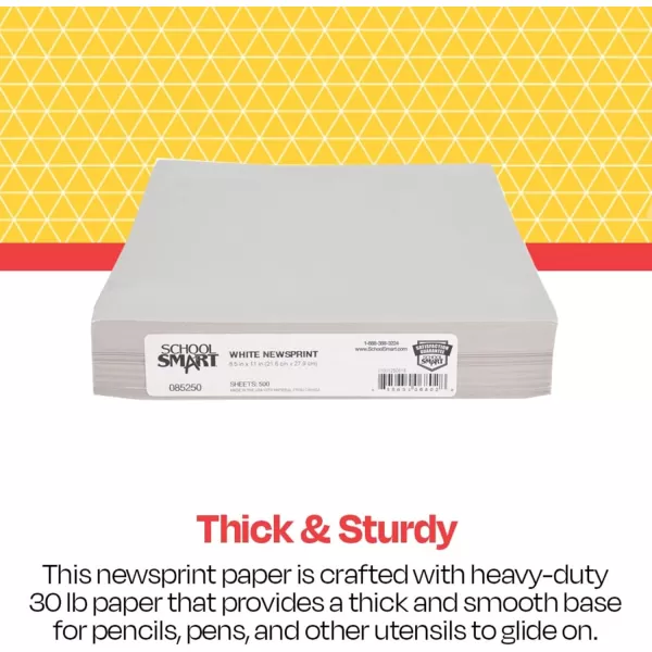 imageSax School Smart  85250 Newsprint Drawing Paper 30 lb 812 x 11 Inches 500 Sheets WhitePAPER