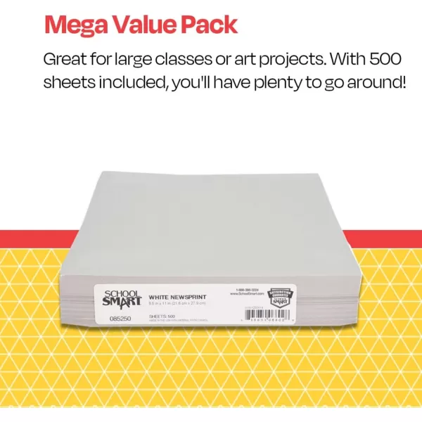 imageSax School Smart  85250 Newsprint Drawing Paper 30 lb 812 x 11 Inches 500 Sheets WhitePAPER