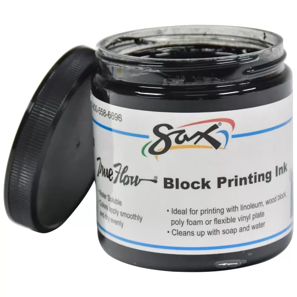 imageSax True Flow Water Soluble Block Printing Ink 8 Ounce Jar Black  461924