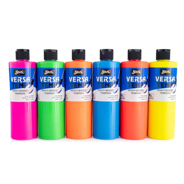 imageSax Versatemp Tempera Paints Assorted Fluorescent Colors 6 Count Pack of 1 1440727