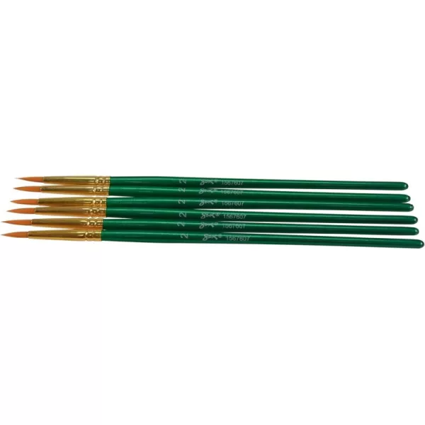 imageSax Optimium Golden Taklon Brushes Round Type Short Handle Size 2 Pack of 6