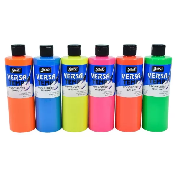 imageSax Versatemp Tempera Paints Assorted Fluorescent Colors 6 Count Pack of 1 1440727