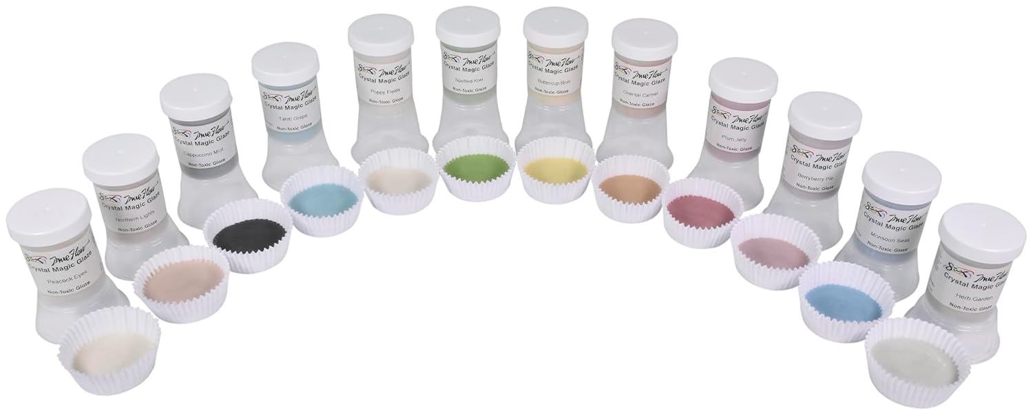 imageSax Crystal Magic Glazes for School and Arts and Crafts Use Assorted Colors 4 Ounce Jars Set of 12