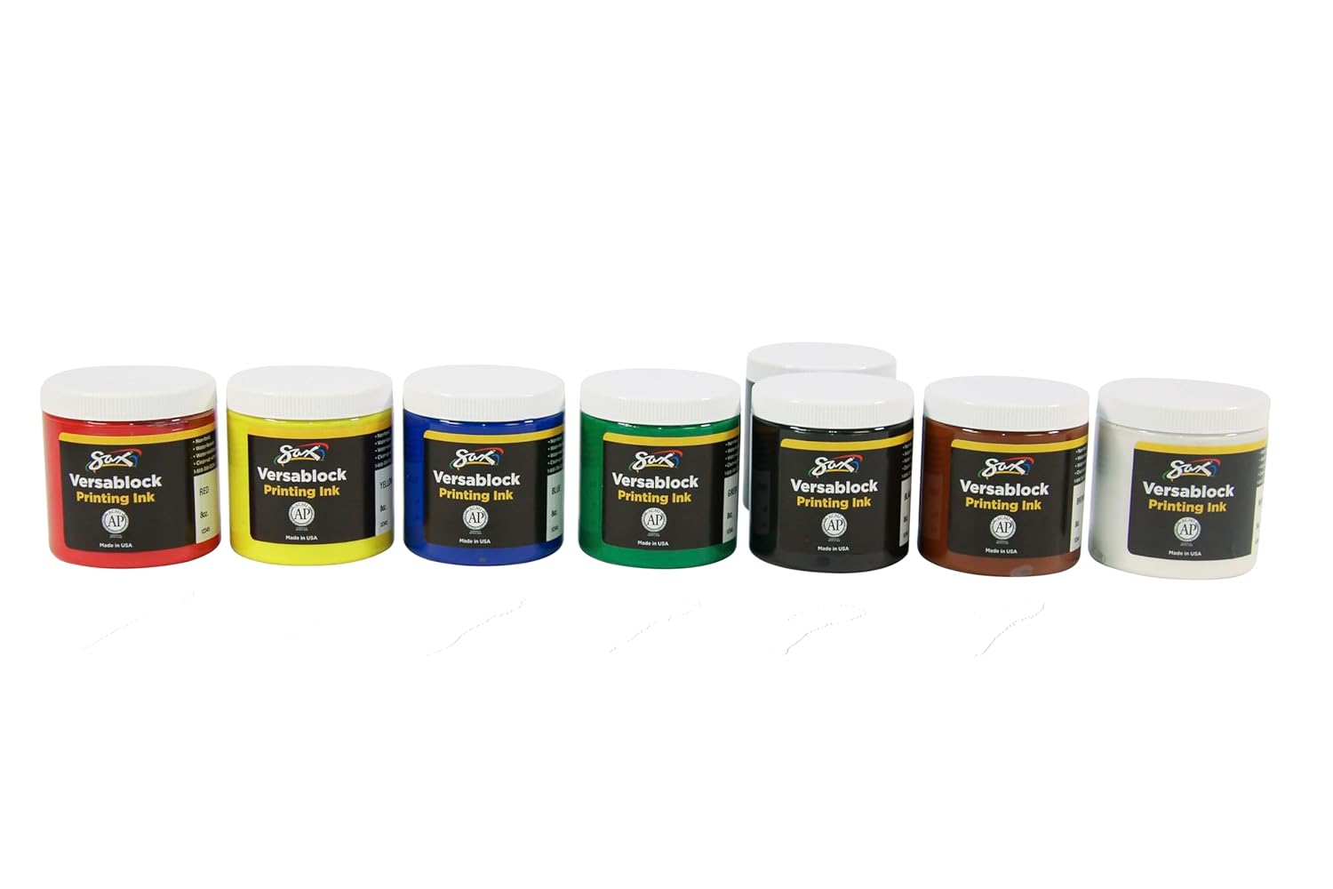 imageSax Versablock Block Printing Inks for School and Arts and Crafts Use Assorted Colors 8 Ounce Jars Set of 8