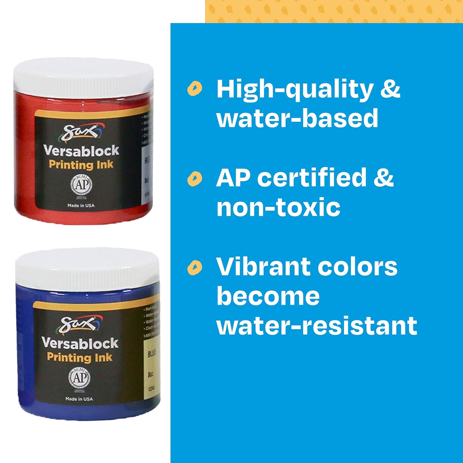 imageSax Versablock Block Printing Inks for School and Arts and Crafts Use Assorted Colors 8 Ounce Jars Set of 8