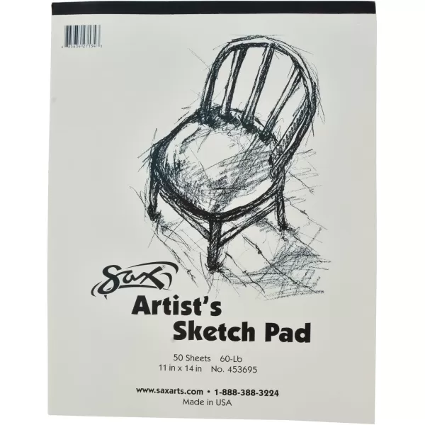 imageSax  453695 Artists Sketch Pad White 14quot L x 11quot W Sheet of 5060 lbs