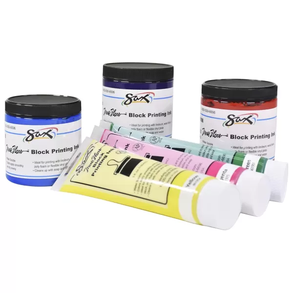 imageSax Block Printing Inks for School and Arts and Crafts Use Fluorescent Colors 5 Ounce Tubes Set of 6