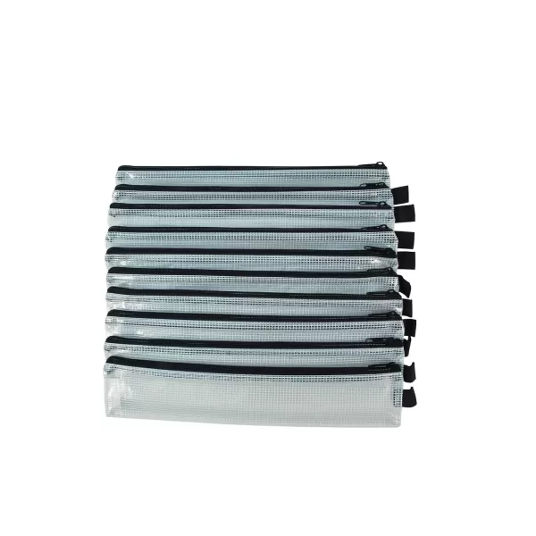 imageSax Mesh Tool Case Pouches 3 x 14 inches Clear with Black Trim Pack of 10