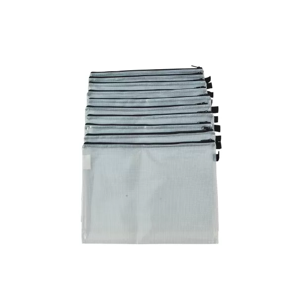 imageSax Mesh Zippered Bag 12 x 16 Inches Clear with Black Trim Pack of 10