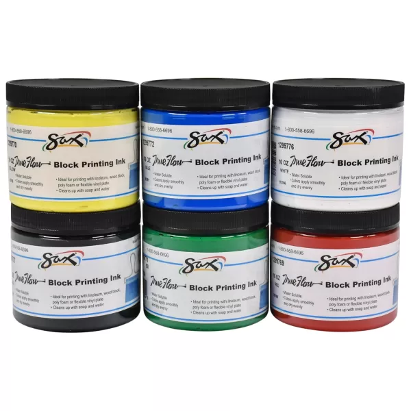 imageSax True Flow Block Printing Ink  16 Ounces  Assorted Colors  1299780 Pint Set of 6