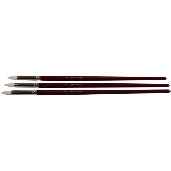 imageSax True Flow Optimum White Taklon Paint Brushes Round Size 6 Pack of 3