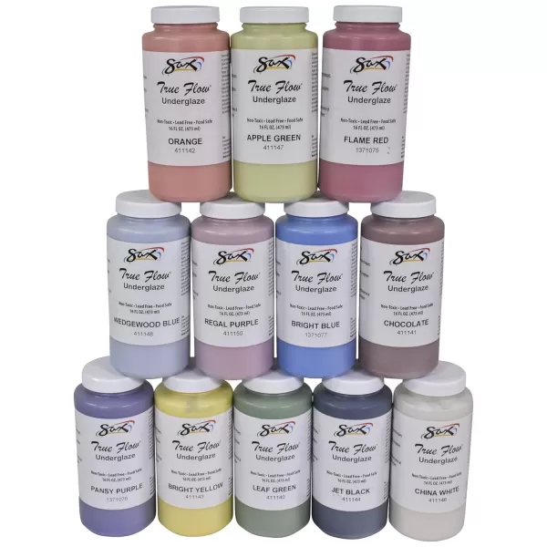 imageSax Underglazes for School and Arts and Crafts Use Assorted Colors 16 Ounce Pints Set of 12