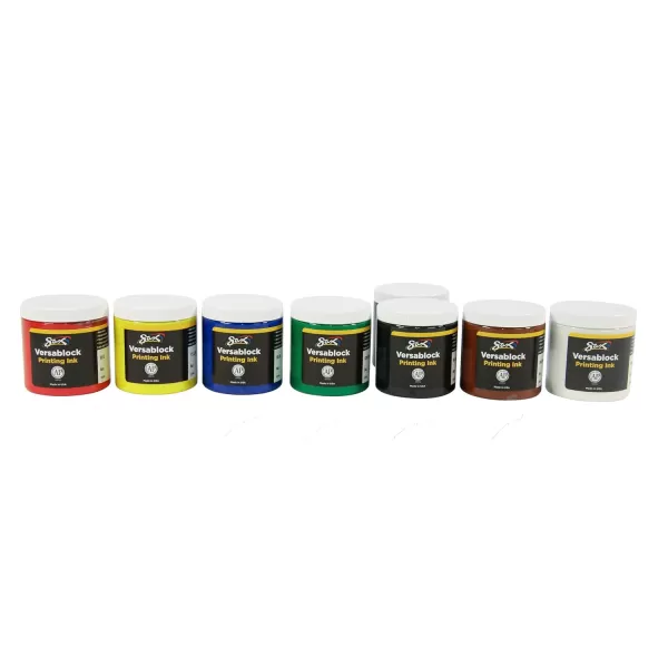 imageSax Versablock Block Printing Inks for School and Arts and Crafts Use Assorted Colors 8 Ounce Jars Set of 8