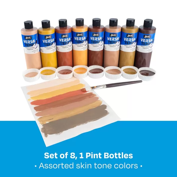 imageSax Versatemp HeavyBodied Deluxe Tempera Paint for School and Arts and Crafts Use Assorted Skin Tone Colors 16 Ounce Pints Set of 8