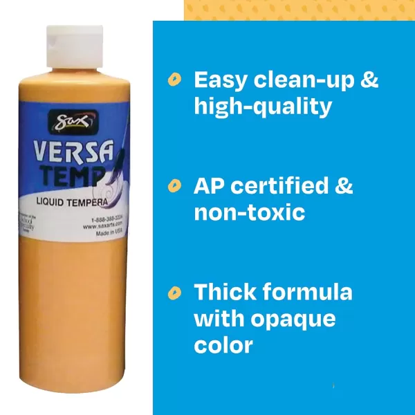 imageSax Versatemp HeavyBodied Deluxe Tempera Paint for School and Arts and Crafts Use Assorted Skin Tone Colors 16 Ounce Pints Set of 8