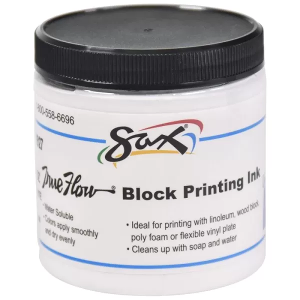 imageSax 461927 True Flow Water Soluble Block Printing Ink  8 Ounce Jar  White