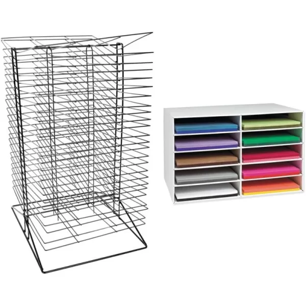 imageSax AllSteel Double Sided Wire Drying Rack 50 Shelves 17 x 20 x 30 Inches Steel Black  216782Sax  Classroom Keepers