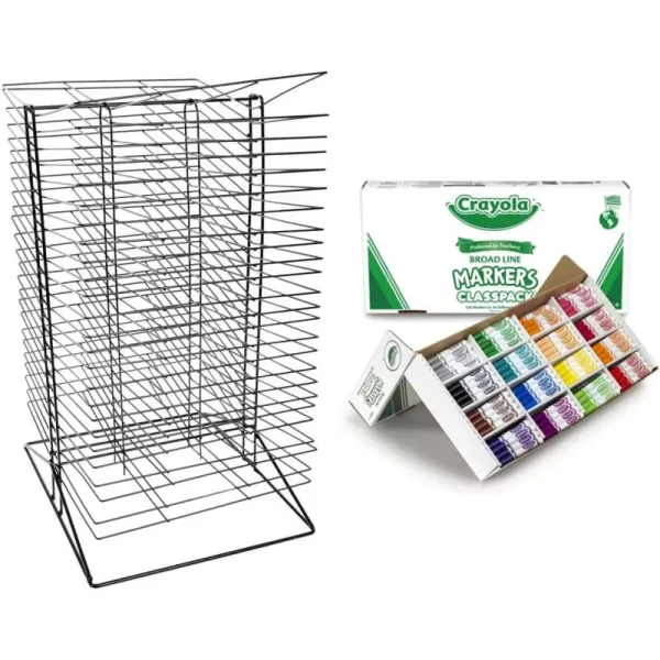 imageSax AllSteel Double Sided Wire Drying Rack 50 Shelves 17 x 20 x 30 Inches Steel Black  216782Sax  Markers 256 count