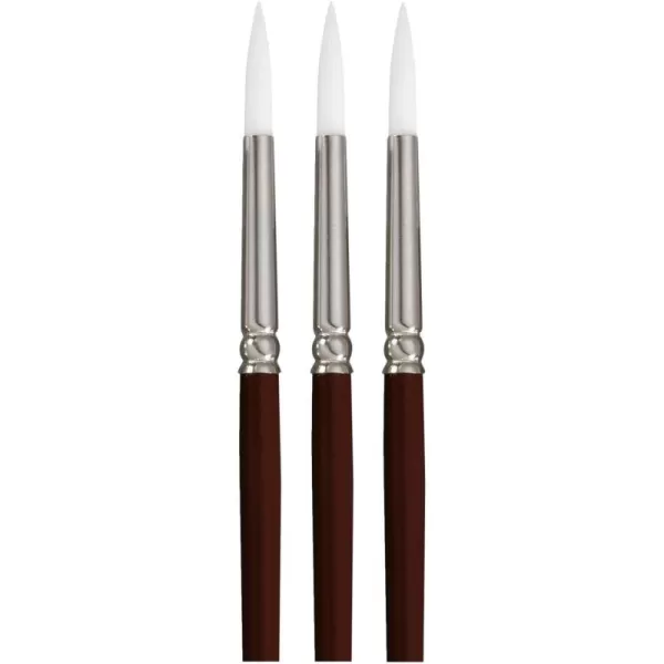 imageSax True Flow Optimum White Taklon Paint Brushes Round Size 6 Pack of 3