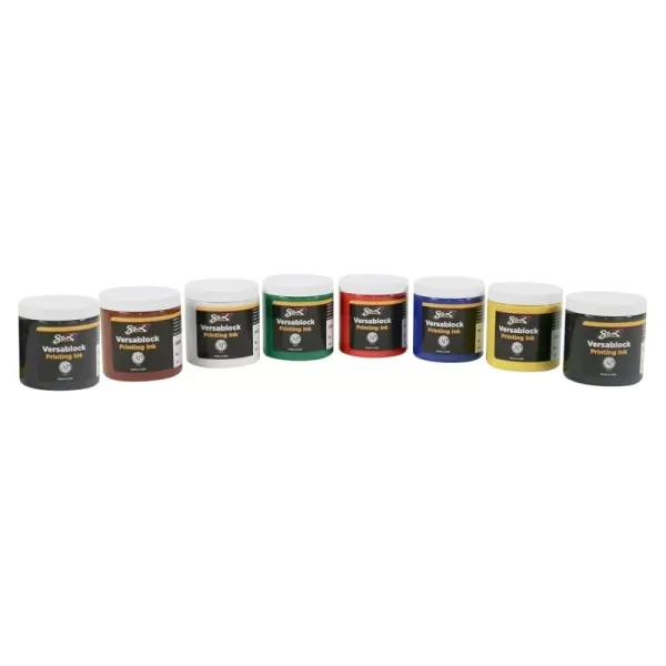imageSax Versablock Block Printing Inks for School and Arts and Crafts Use Assorted Colors 8 Ounce Jars Set of 8