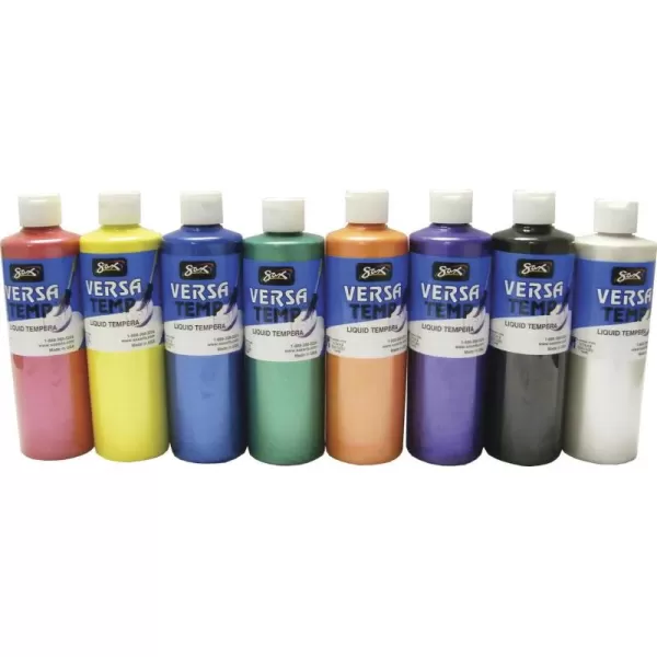 imageSax Versatemp HeavyBodied Deluxe Tempera Paint for School and Arts and Crafts Use Assorted Pearlescent Colors 16 Ounce Pints Set of 8