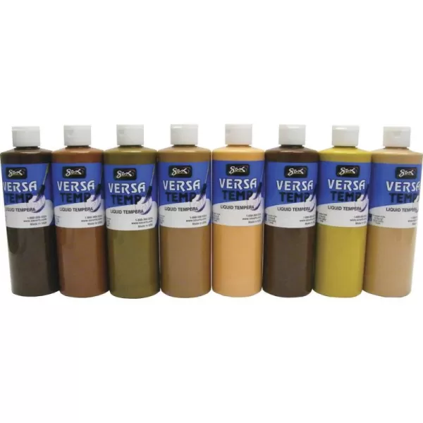 imageSax Versatemp HeavyBodied Deluxe Tempera Paint for School and Arts and Crafts Use Assorted Skin Tone Colors 16 Ounce Pints Set of 8