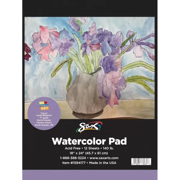 imageSax Watercolor Pad 140 lb 18 x 24 Inches White 12 Sheets