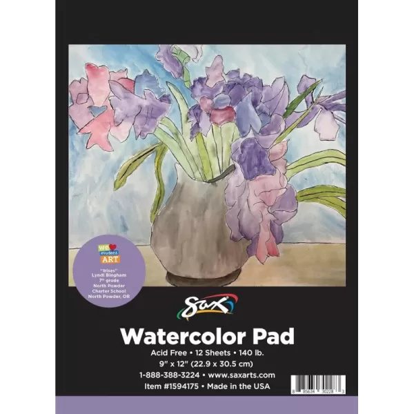 imageSax Watercolor Pad 140 lb 9 x 12 Inches White 12 Sheets