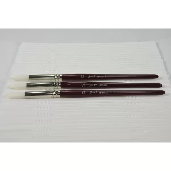 imageSax Optimum Synthetic Short Handle Paint Brushes Round Size 12 Pack of 3
