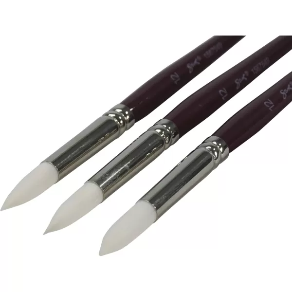 imageSax Optimum Synthetic Short Handle Paint Brushes Round Size 12 Pack of 3