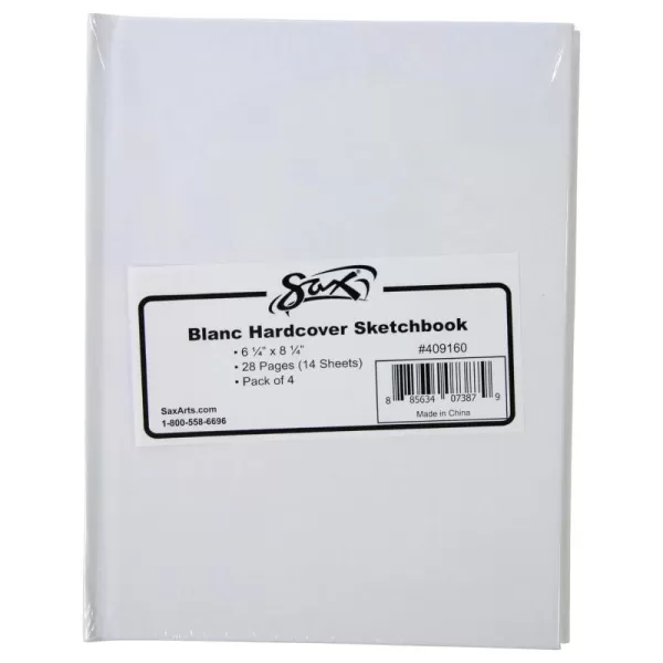 imageSax Blanc 28 Page Hard Cover Sketch Books  6 12 x 8 14 inches  Pack of 4  White