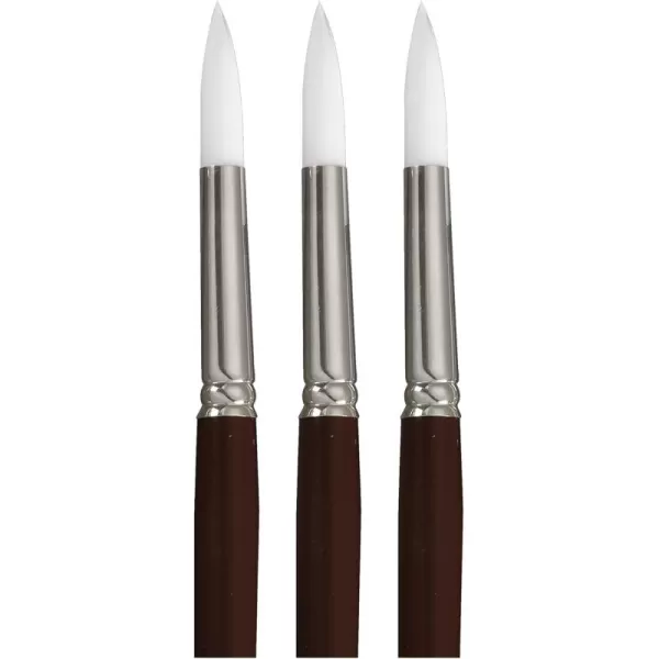 imageSax Optimum Synthetic Short Handle Paint Brushes Round Size 12 Pack of 3
