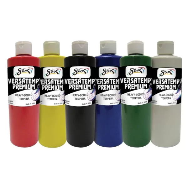 imageSax Versatemp Premium HeavyBodied Tempera Paints Assorted Colors 6 Pints