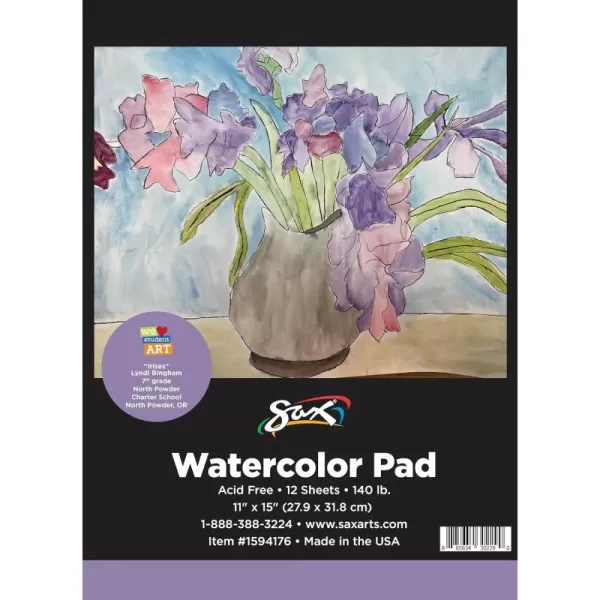 imageSax Watercolor Pad 140 lb 11 x 15 Inches White 12 Sheets