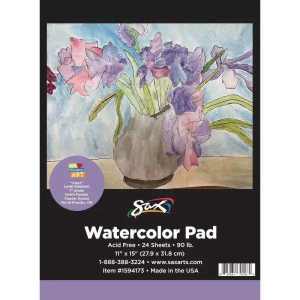 imageSax Watercolor Pad 90 lb 11 x 15 Inches White 24 Sheets