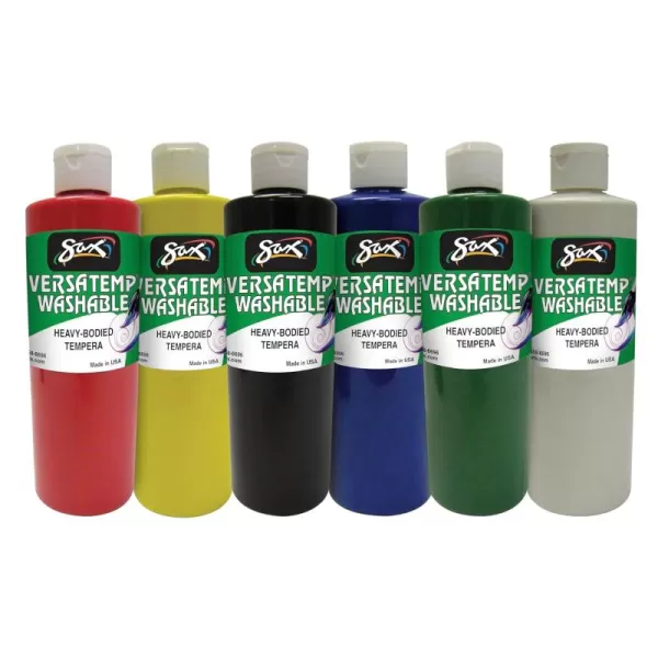 imageSax Washable Versatemp Heavy Bodied Tempera Paints Assorted Colors 6 Pints