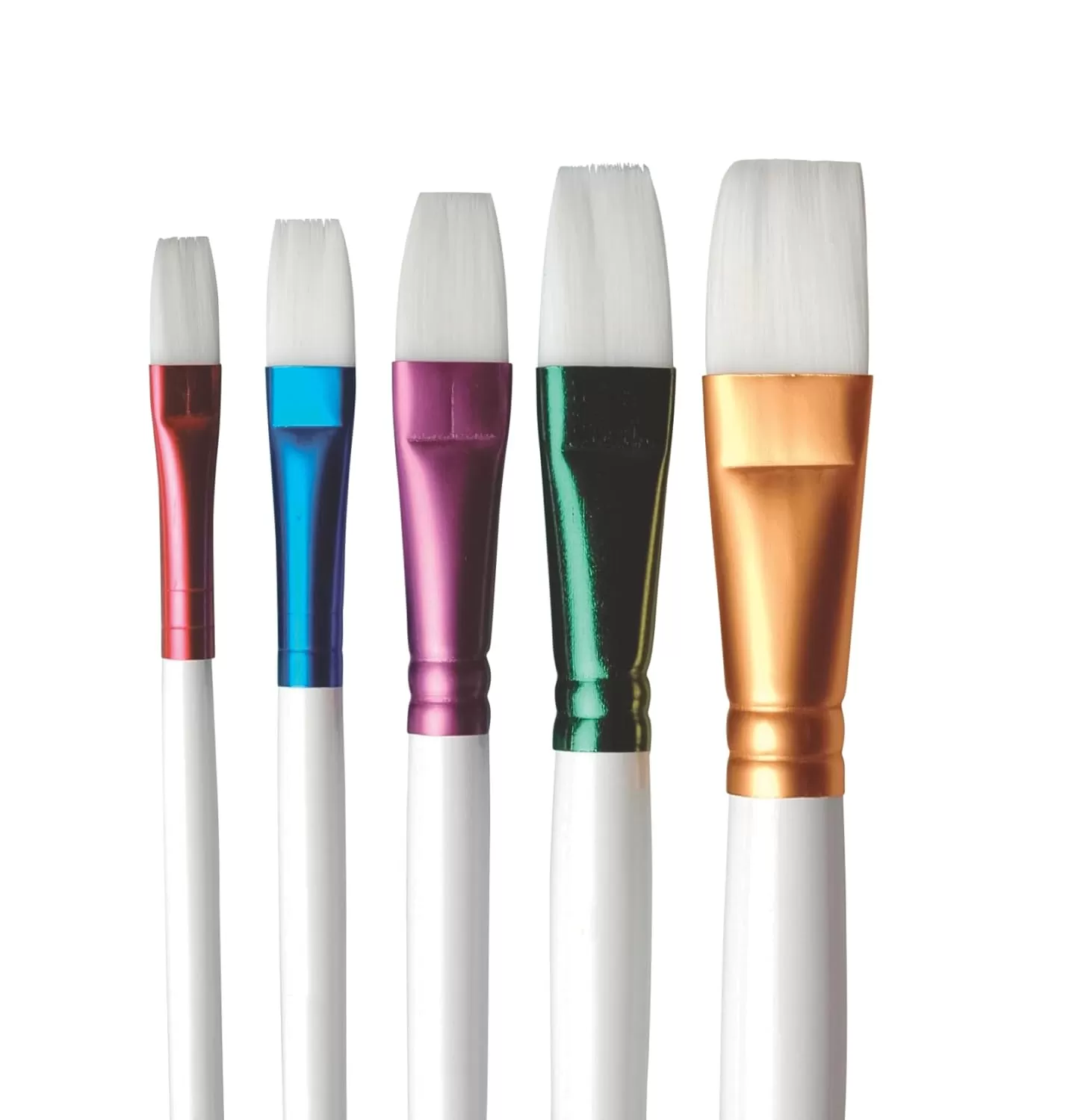 imageSax True Flow Spectrum Watercolor Paint Brushes Flat Assorted Sizes Set of 5