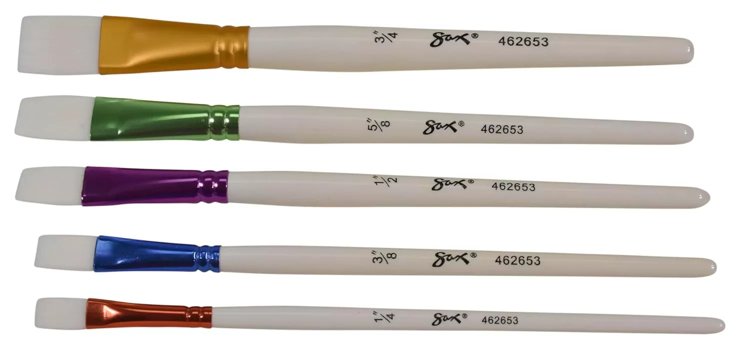 imageSax True Flow Spectrum Watercolor Paint Brushes Flat Assorted Sizes Set of 5